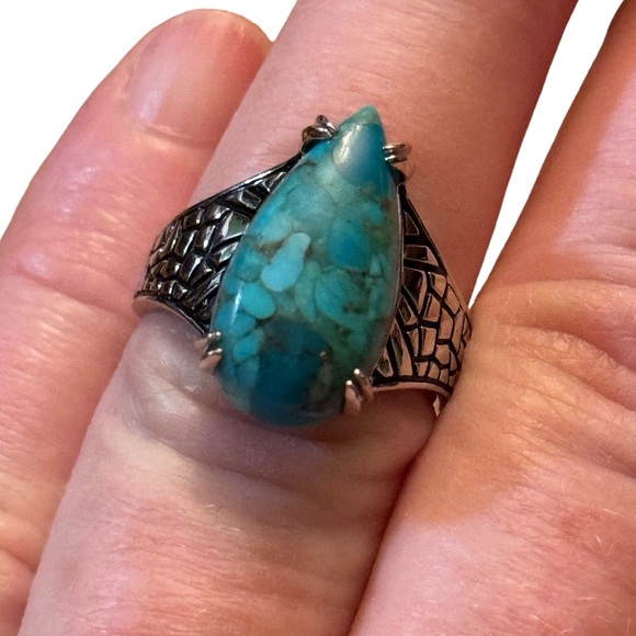 Stunning Sterling silver DK 925 turquoise high quality ring bali design - Picture 3 of 7